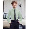 Arshiner Boys Long Sleeve Dress Shirt Button Down Shirt School Uniform Formal Shirt with Chest Pocket Size 5-12 Years(Light Green)