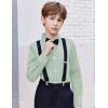Arshiner Boys Long Sleeve Dress Shirt Button Down Shirt School Uniform Formal Shirt with Chest Pocket Size 5-12 Years(Light Green)