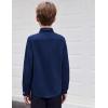 Arshiner Boys Long Sleeve Dress Shirt Button Down Shirt School Uniform Formal Shirt with Chest Pocket Size 5-12 Years(Navy Blue)