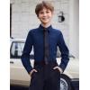 Arshiner Boys Long Sleeve Dress Shirt Button Down Shirt School Uniform Formal Shirt with Chest Pocket Size 5-12 Years(Navy Blue)