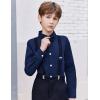 Arshiner Boys Long Sleeve Dress Shirt Button Down Shirt School Uniform Formal Shirt with Chest Pocket Size 5-12 Years(Navy Blue)