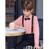 Arshiner Boys Long Sleeve Dress Shirt Button Down Shirt School Uniform Formal Shirt with Chest Pocket Size 5-12 Years(Pink)