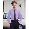 Arshiner Boys Long Sleeve Dress Shirt Button Down Shirt School Uniform Formal Shirt with Chest Pocket Size 5-12 Years(Purple)