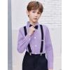 Arshiner Boys Long Sleeve Dress Shirt Button Down Shirt School Uniform Formal Shirt with Chest Pocket Size 5-12 Years(Purple)