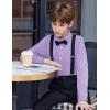 Arshiner Boys Long Sleeve Dress Shirt Button Down Shirt School Uniform Formal Shirt with Chest Pocket Size 5-12 Years(Purple)