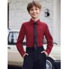Arshiner Boys Long Sleeve Dress Shirt Button Down Shirt School Uniform Formal Shirt with Chest Pocket Size 5-12 Years(Red)