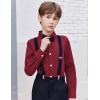 Arshiner Boys Long Sleeve Dress Shirt Button Down Shirt School Uniform Formal Shirt with Chest Pocket Size 5-12 Years(Red)