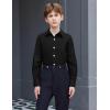 Arshiner Boys Long Sleeve Dress Shirt Button Down Shirts Formal School Uniform Shirt Size 5-12 Years(Black)
