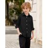Arshiner Boys Long Sleeve Dress Shirt Button Down Shirts Formal School Uniform Shirt Size 5-12 Years(Black)
