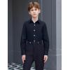 Arshiner Boys Long Sleeve Dress Shirt Button Down Shirts Formal School Uniform Shirt Size 5-12 Years(Black Lris)