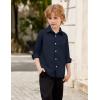 Arshiner Boys Long Sleeve Dress Shirt Button Down Shirts Formal School Uniform Shirt Size 5-12 Years(Black Lris)