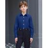 Arshiner Boys Long Sleeve Dress Shirt Button Down Shirts Formal School Uniform Shirt Size 5-12 Years(Deep Blue)