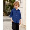 Arshiner Boys Long Sleeve Dress Shirt Button Down Shirts Formal School Uniform Shirt Size 5-12 Years(Deep Blue)