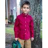 Arshiner Boys Long Sleeve Dress Shirt Button Down Shirts Formal School Uniform Shirt Size 5-12 Years(Deep Red)