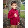 Arshiner Boys Long Sleeve Dress Shirt Button Down Shirts Formal School Uniform Shirt Size 5-12 Years(Deep Red)