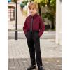 Arshiner Boys Long Sleeve Dress Shirt Button Down Shirts Formal School Uniform Shirt Size 5-12 Years(Deep Red)