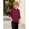 Arshiner Boys Long Sleeve Dress Shirt Button Down Shirts Formal School Uniform Shirt Size 5-12 Years(Deep Red)