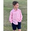 Arshiner Boys Long Sleeve Dress Shirt Button Down Shirts Formal School Uniform Shirt Size 5-12 Years(Pink)