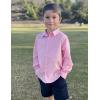 Arshiner Boys Long Sleeve Dress Shirt Button Down Shirts Formal School Uniform Shirt Size 5-12 Years(Pink)