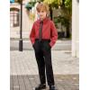 Arshiner Boys Long Sleeve Dress Shirt Button Down Shirts Formal School Uniform Shirt Size 5-12 Years(Red)