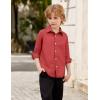 Arshiner Boys Long Sleeve Dress Shirt Button Down Shirts Formal School Uniform Shirt Size 5-12 Years(Red)