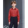 Arshiner Boys Long Sleeve Dress Shirt Button Down Shirts Formal School Uniform Shirt Size 5-12 Years(Red)