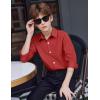 Arshiner Boys Long Sleeve Dress Shirt Button Down Shirts Formal School Uniform Shirt Size 5-12 Years(Red)