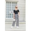 Arshiner Girls 2 Pieces Outfits Kids Square Neck Puff Sleeve Tops and Pants Set with Pockets 6-14 Years(Black Stripe)