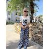 Arshiner Girls 2 Pieces Outfits Kids Square Neck Puff Sleeve Tops and Pants Set with Pockets 6-14 Years(Blue Floral)