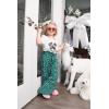Arshiner Girls 2 Pieces Outfits Kids Square Neck Puff Sleeve Tops and Pants Set with Pockets 6-14 Years(Green Floral)