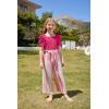 Arshiner Girls 2 Pieces Outfits Kids Square Neck Puff Sleeve Tops and Pants Set with Pockets 6-14 Years(Hot Pink Stripe)