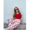 Arshiner Girls 2 Pieces Outfits Kids Square Neck Puff Sleeve Tops and Pants Set with Pockets 6-14 Years(Love)