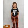 Arshiner Girls 2 Pieces Outfits Kids Square Neck Puff Sleeve Tops and Pants Set with Pockets 6-14 Years(Orange Plaid)