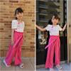 Arshiner Girls 2 Pieces Outfits Kids Square Neck Puff Sleeve Tops and Pants Set with Pockets 6-14 Years(Pink Floral)