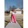 Arshiner Girls 2 Pieces Outfits Kids Square Neck Puff Sleeve Tops and Pants Set with Pockets 6-14 Years(Pink Floral)
