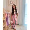 Arshiner Girls 2 Pieces Outfits Kids Square Neck Puff Sleeve Tops and Pants Set with Pockets 6-14 Years(White Stripe)