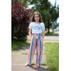 Arshiner Girls 2 Pieces Outfits Kids Square Neck Puff Sleeve Tops and Pants Set with Pockets 6-14 Years(White Stripe)