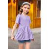 Arshiner Girls Peplum Tops Short Sleeve T Shirts for Girls Casual Tunic Tops Layered Hem Babydoll Peplum Blouse 4-12 Years(Purple)