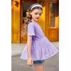 Arshiner Girls Peplum Tops Short Sleeve T Shirts for Girls Casual Tunic Tops Layered Hem Babydoll Peplum Blouse 4-12 Years(Purple)