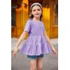 Arshiner Girls Peplum Tops Short Sleeve T Shirts for Girls Casual Tunic Tops Layered Hem Babydoll Peplum Blouse 4-12 Years(Purple)
