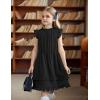 Arshiner Girls Summer Dresses Ruffle Sleeve A-Line Sundress Casual Elegant Dresses(Black)