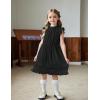 Arshiner Girls Summer Dresses Ruffle Sleeve A-Line Sundress Casual Elegant Dresses(Black)