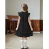 Arshiner Girls Summer Dresses Ruffle Sleeve A-Line Sundress Casual Elegant Dresses(Black)