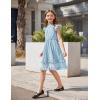 Arshiner Girls Summer Dresses Ruffle Sleeve A-Line Sundress Casual Elegant Dresses(Light Blue)