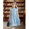 Arshiner Girls Summer Dresses Ruffle Sleeve A-Line Sundress Casual Elegant Dresses(Light Blue)