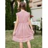 Arshiner Girls Summer Dresses Ruffle Sleeve A-Line Sundress Casual Elegant Dresses(Light Pink)