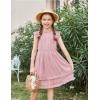 Arshiner Girls Summer Dresses Ruffle Sleeve A-Line Sundress Casual Elegant Dresses(Light Pink)