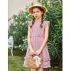 Arshiner Girls Summer Dresses Ruffle Sleeve A-Line Sundress Casual Elegant Dresses(Light Pink)