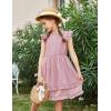 Arshiner Girls Summer Dresses Ruffle Sleeve A-Line Sundress Casual Elegant Dresses(Light Pink)