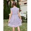 Arshiner Girls Summer Dresses Ruffle Sleeve A-Line Sundress Casual Elegant Dresses(Light Purple)